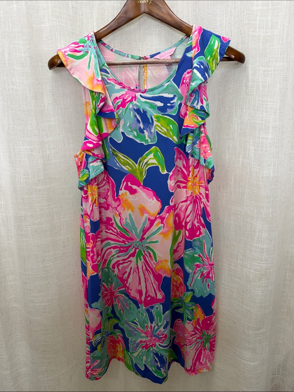 Lilly Pulitzer Bright Tropical Floral Ruffle Dress Size Large